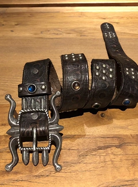 RRL新款水钻镶嵌 八爪金典款皮带 纯意大利牛皮 带宽33