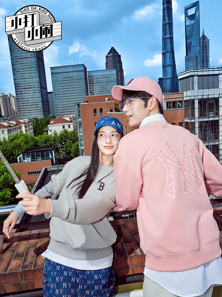 MLB 운동복 24 가을 신작 남성 스포츠 및 레저 다이아몬드 노안 커플 라운드 넥 풀오버 여성 긴팔 속옷