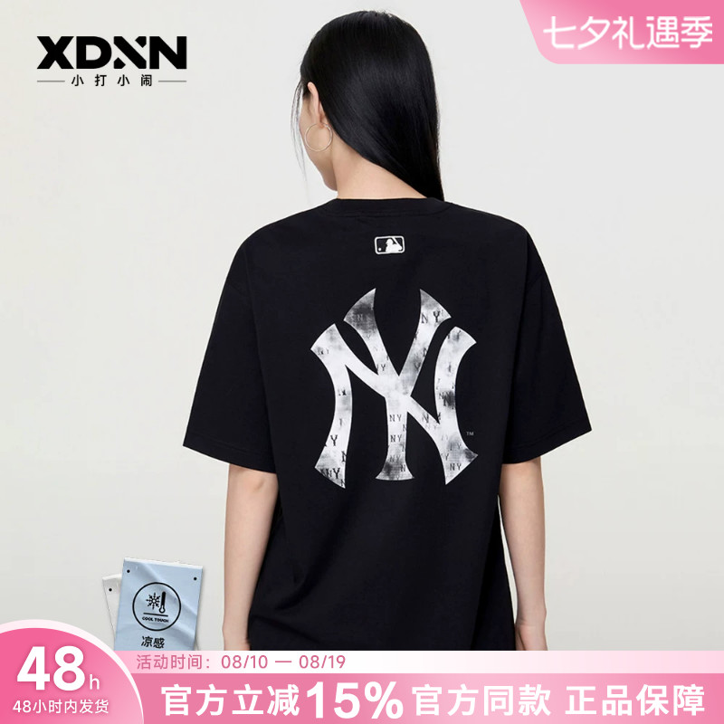 【季末清仓】MLB 26夏季官方同款宽松男女仿牛仔背标短袖T恤TSM06