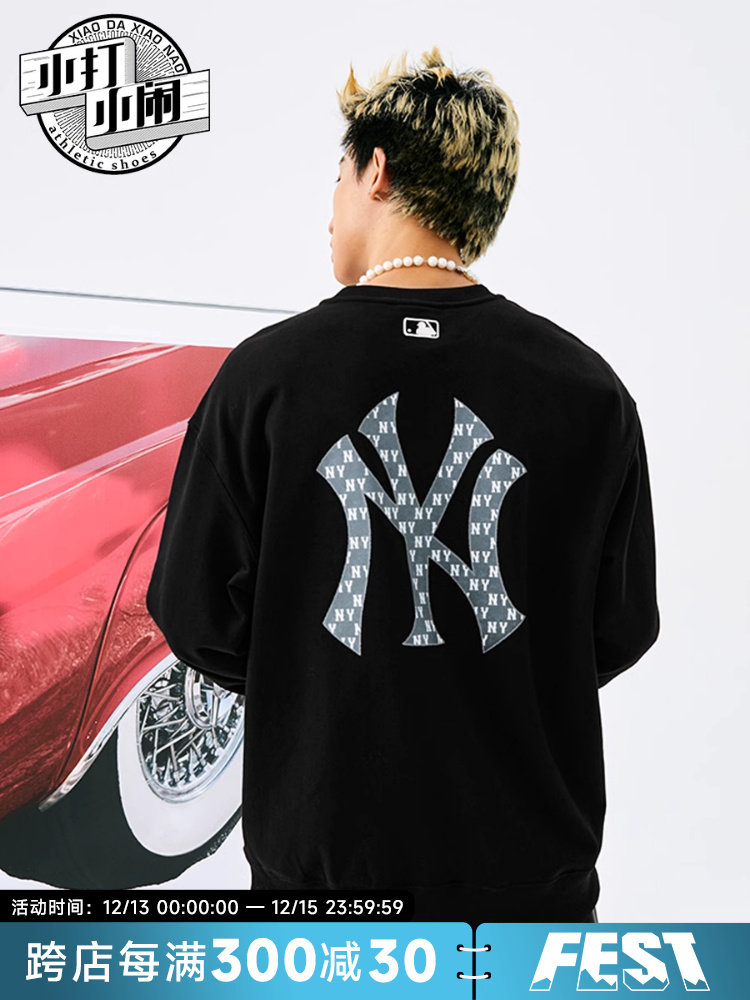 MLB 운동복 24 가을 신작 남성 스포츠 및 레저 다이아몬드 노안 커플 라운드 넥 풀오버 여성 긴팔 속옷