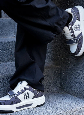 MLB 26春季新款情侣复古板鞋厚底增高老花学长鞋运动鞋P02/M02