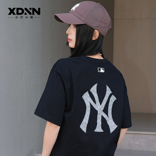 MLB简约纯色宽松男女短袖T恤