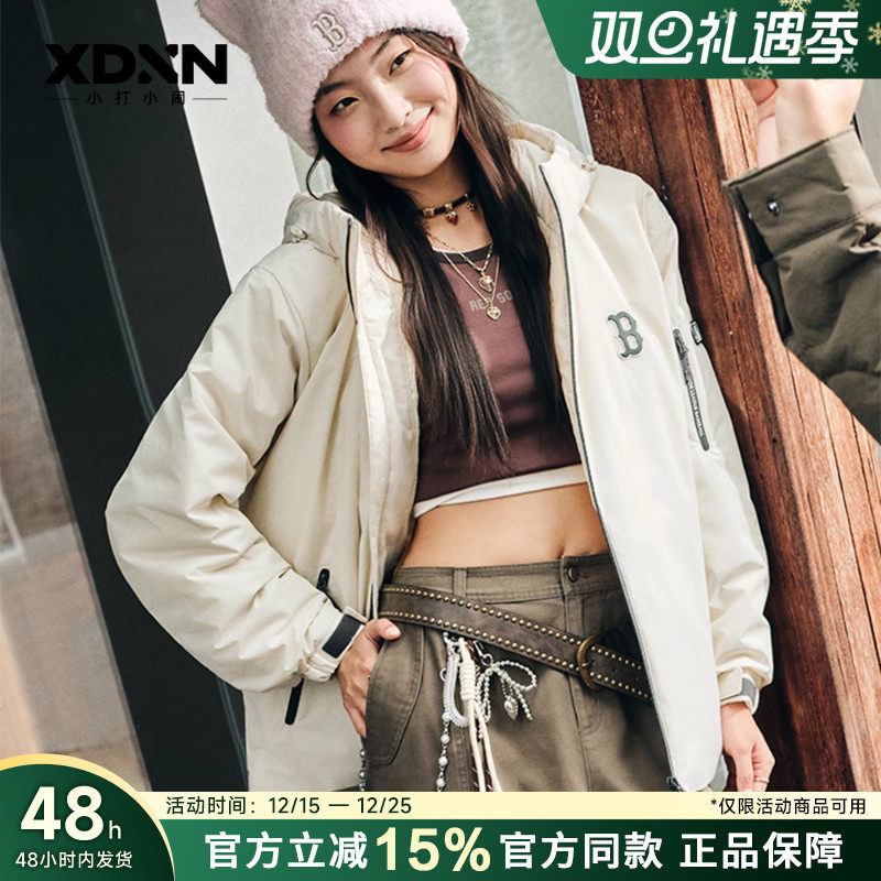 MLB官方25秋冬新款男女情侣纯色百搭冲锋衣保暖轻薄款羽绒服DJB01