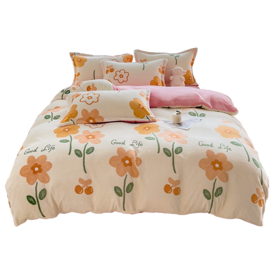 九九韵亲肤牛奶绒被套田园保暖绒