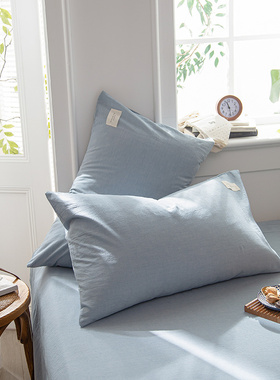 日式a类水洗棉枕套一对装成人4874单人儿童4060全棉100纯棉枕头套