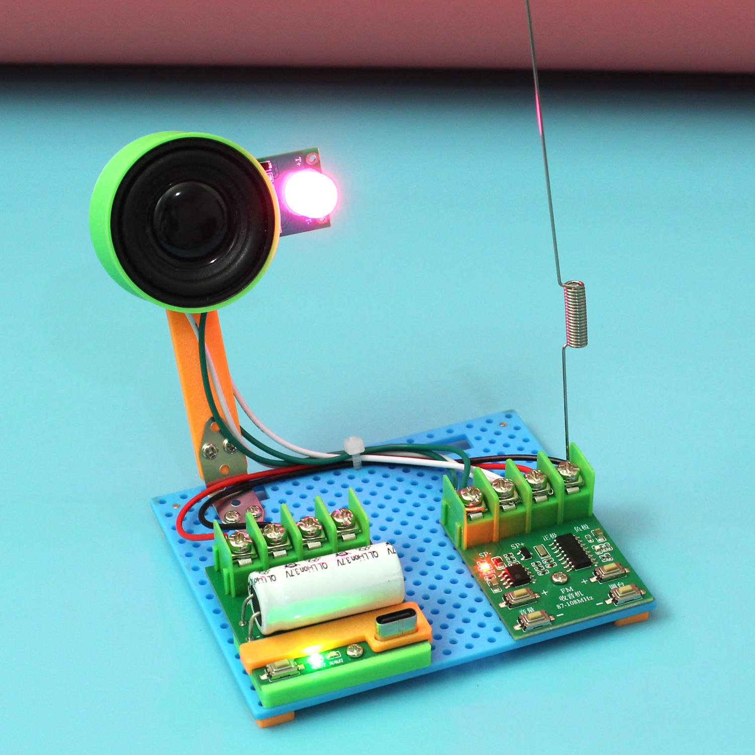 USB充电fm收音机 科学实验器材 学生手工课作业电子玩具 diy器材