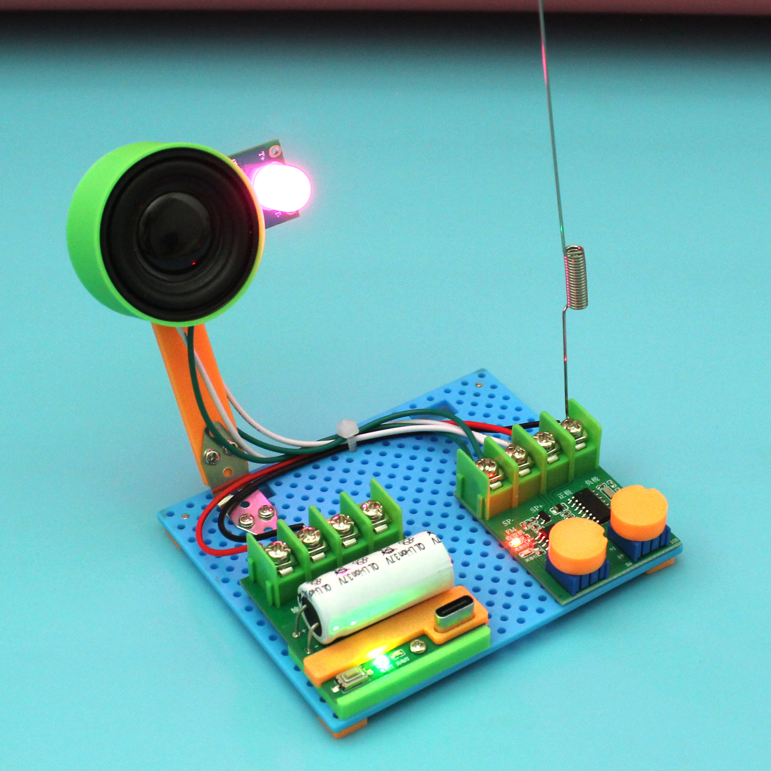 充电旋钮收音机 无线电实验科学小制作发明 电子diy玩具 生日礼物