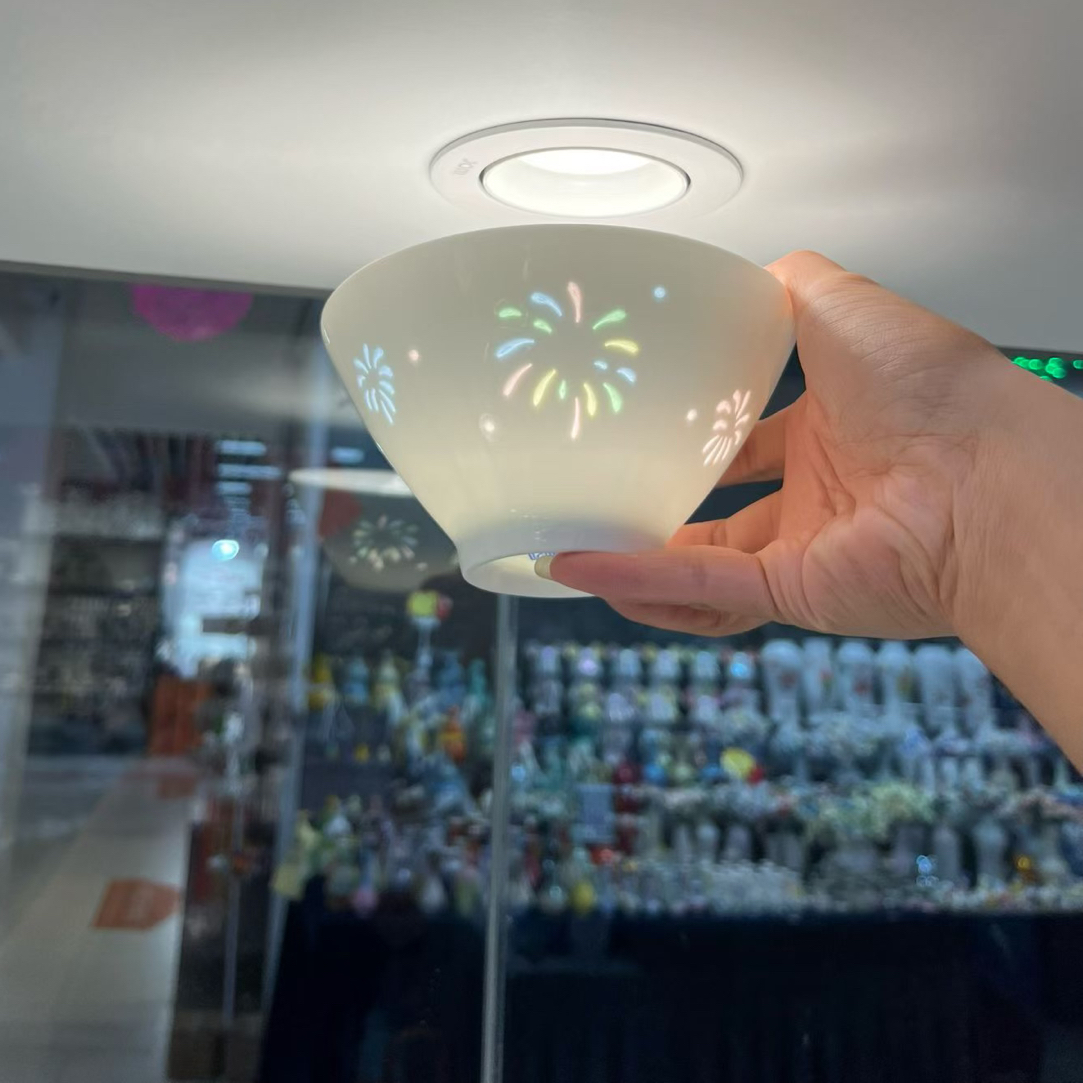 景德镇烟花七彩玲珑碗高温釉下彩碗盘乔迁送礼