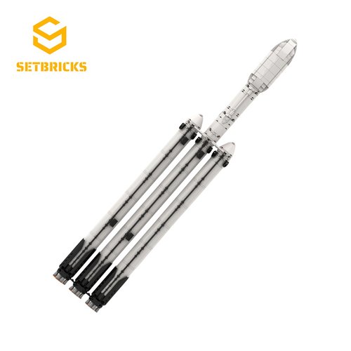 SETbricks太空航天猎鹰重型小火箭模型小颗粒拼装积木益智玩具