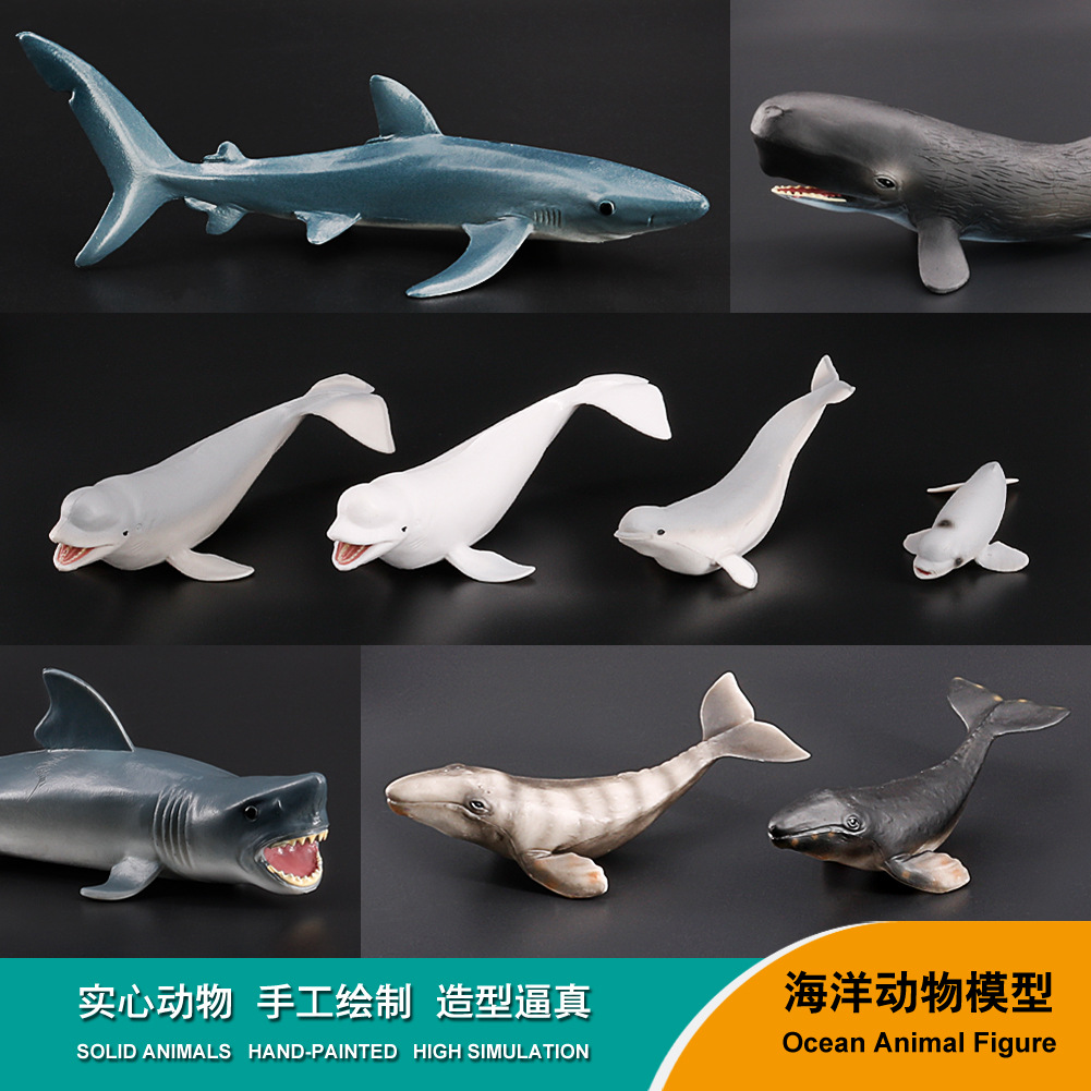 PL127-116仿真海洋动物张嘴大白鲨模型白鳍礁鲨儿童实心塑胶玩具
