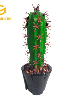 SETbricks创意街景植物仙人掌摆件模型小颗粒拼装积木益智玩具