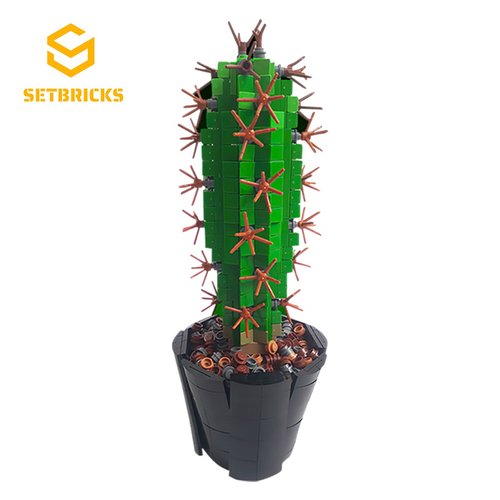 SETbricks创意街景植物仙人掌摆件模型小颗粒拼装积木益智玩具