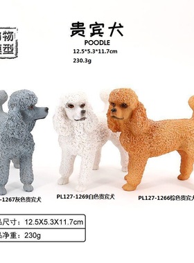 PL127-1266仿真动物灰色贵宾犬宠物小狗狗模型实心塑料儿童玩具