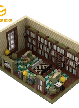 SETbricks街景建筑场景街头图书馆模型小颗粒拼装积木益智玩具