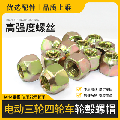 电动摩托三轮车配件大全轮胎轮毂螺杆螺帽刹车锅螺丝螺帽M14防锈