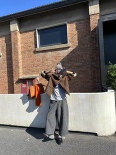 宽松显瘦 女加绒2024冬新款 SHE56267羊毛呢八分阔腿裤