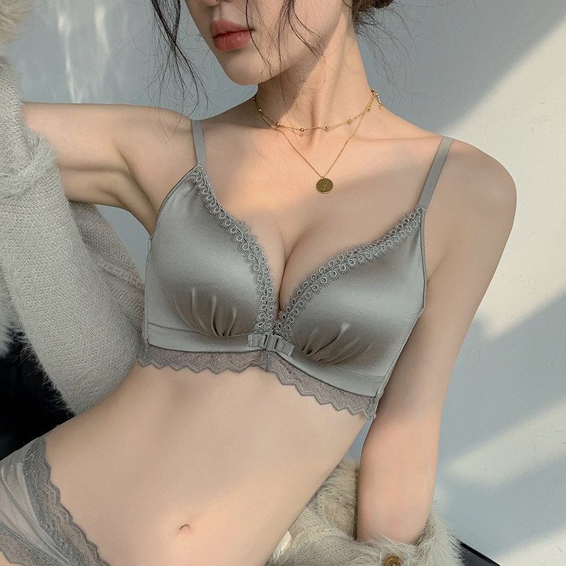 维多利亚前扣内衣女小胸聚拢加厚显大性感镂空美背调整型文胸套装