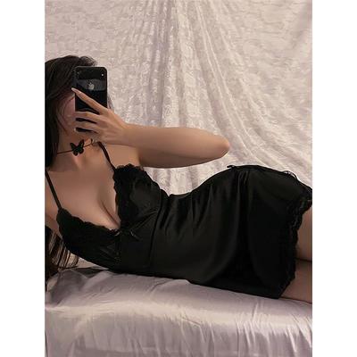 2025年春夏新款性感睡衣女蕾丝吊带睡裙真丝美背高级感薄款家居服