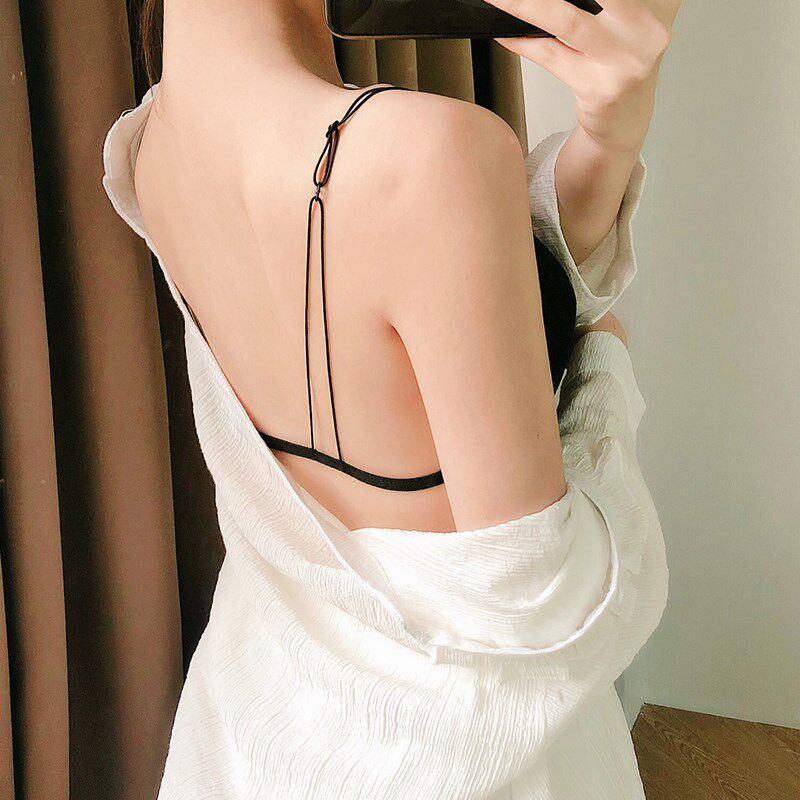 男友家美背抹胸夏季小胸聚拢无钢圈内衣薄款性感前扣三角杯文胸女