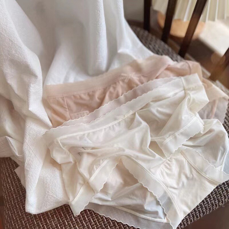 透气性感蝴蝶结轻薄无痕内裤女桑蚕丝裆不卡档女士三角内裤女