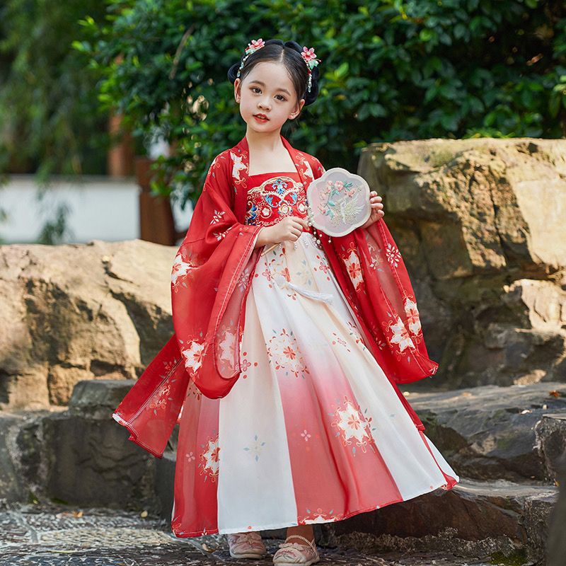 汉服女童春秋新款古风连衣裙大袖连衣裙