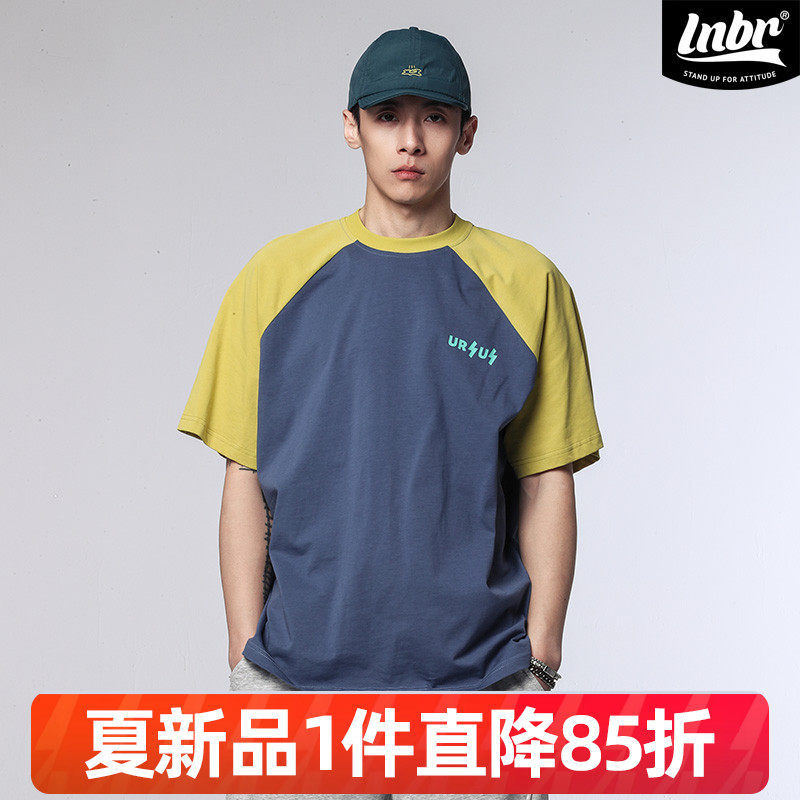 LIGHTNING BEAR熊電25夏季新品插肩袖撞色字母印花短袖情侣T恤
