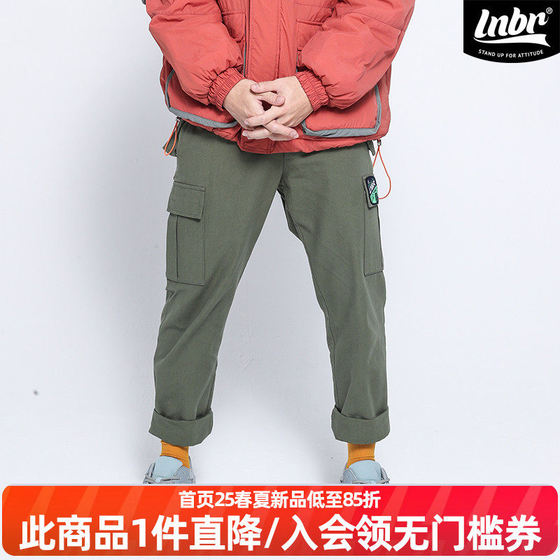 LNBR工装裤男原创潮牌纯棉吸汗秋冬新款军绿多口袋长裤子大码加大,男装,休闲裤,淘宝优惠券,粉丝福利购,淘宝优惠卷