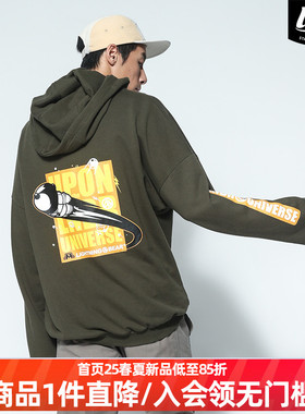 LNBR军风卫衣男潮牌军绿连帽插袋2019秋原创漫画卫衣大码oversize
