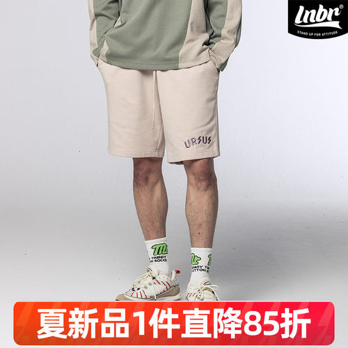 LIGHTNING BEAR 25夏季新品米色大口袋抽绳工装休闲短裤男美式
