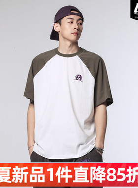 LNBR原创25夏季新品插肩袖白色小熊印花短袖宽松情侣T恤男加大码