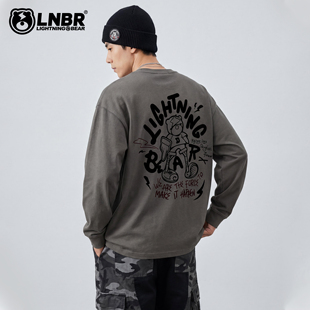 新款 秋季 大码 休闲上衣潮流宽松圆领长袖 LIGHTNING T恤男女款 BEAR