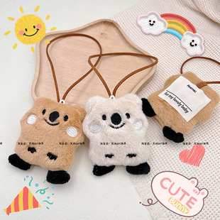 网红风卡通可爱无尾熊带吱吱叫毛绒公仔姓名贴挂件包包玩偶装饰品