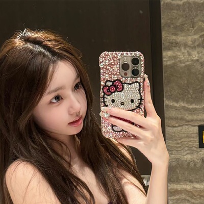 网红懒懒同款HelloKitty保护套vivoS50镶钻手机壳可爱少女X300pro高级水晶S30时尚S21全包软X200S防摔S20带钻