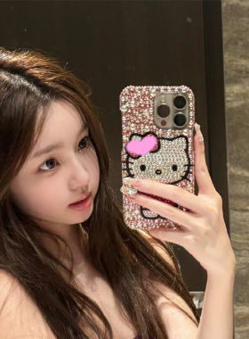 新款网红懒懒同款适用iPhone17pro max苹果16手机壳14奢华水钻可爱卡通咪15plus保护套13全包X防摔11女12mini