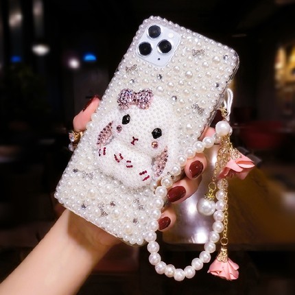 卡通kt猫可爱oppoReno15珍珠水晶手机壳Reno14Pro带钻石闪13保护套12防摔Findx9全包X8原创意X7女新款X6软11