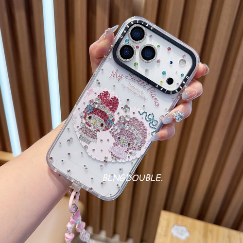 苹果17ProMax水钻手机壳iPhone16美乐蒂可爱适用15plus女14防摔13