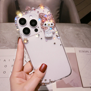 苹果17ProMax卡通镶钻手机壳iPhone16美乐蒂13mini网红15plus新款14带钻石闪12保护套11全包XS女适用78可爱女
