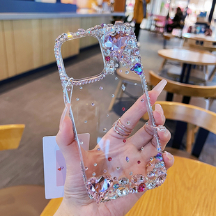 新款iPhone17Pro Max镶钻手机壳高档苹果16带钻闪15Plus保护套11防摔13mini奢华水晶14时尚12适用XS网红XR女8