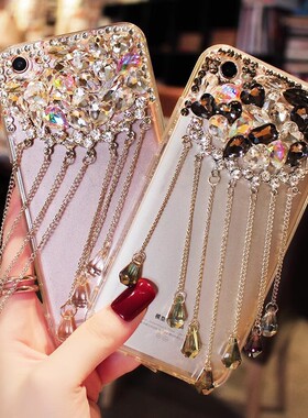 华为Mate80pro镶钻手机壳奢华新款Pura70水晶吊坠高级P60全包防摔Nova15保护套14网红13女潮12荣耀500适用400