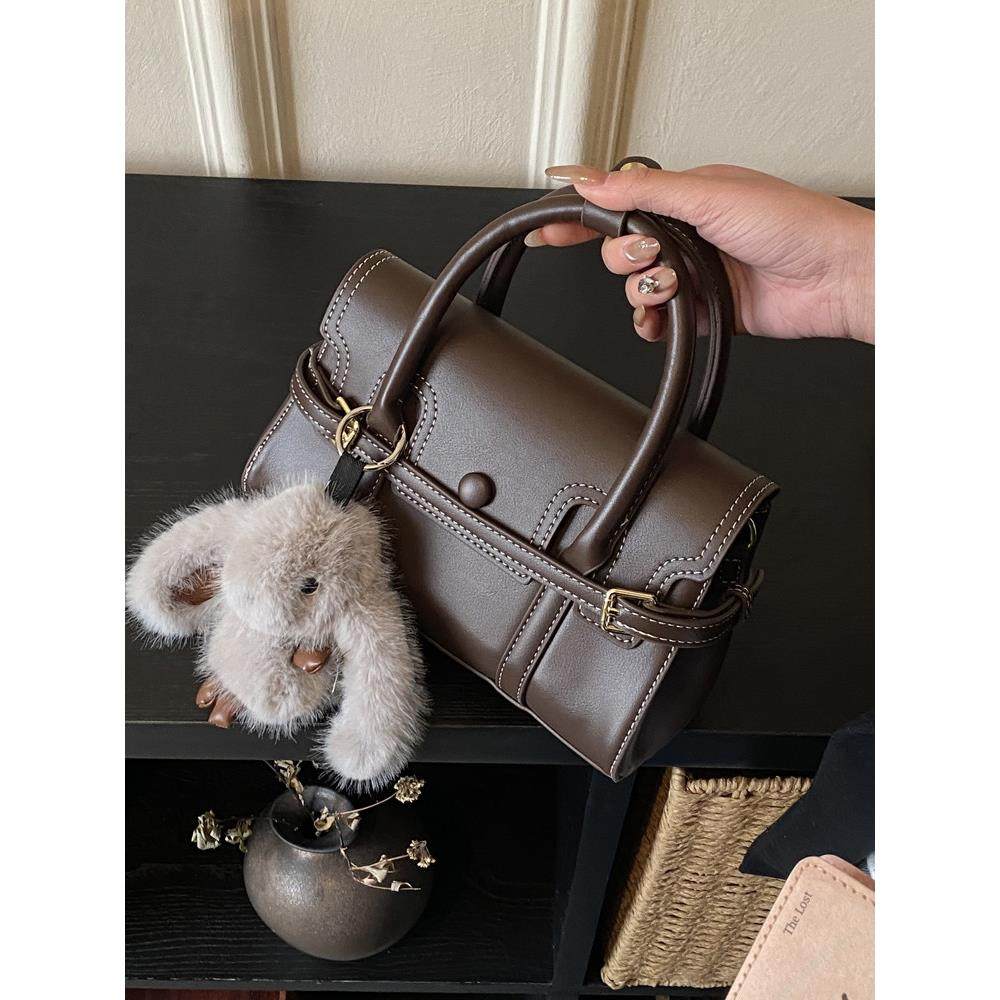 皮带装饰手提小方包包女2025新款高级感单肩斜挎包时尚复古通勤包,箱包皮具/热销女包/男包,小方包,淘宝优惠券,粉丝福利购,淘宝优惠卷