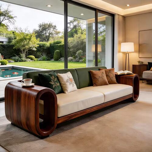 新中式黑胡桃实木真皮沙发客厅新款直排大小户型现代中式沙发