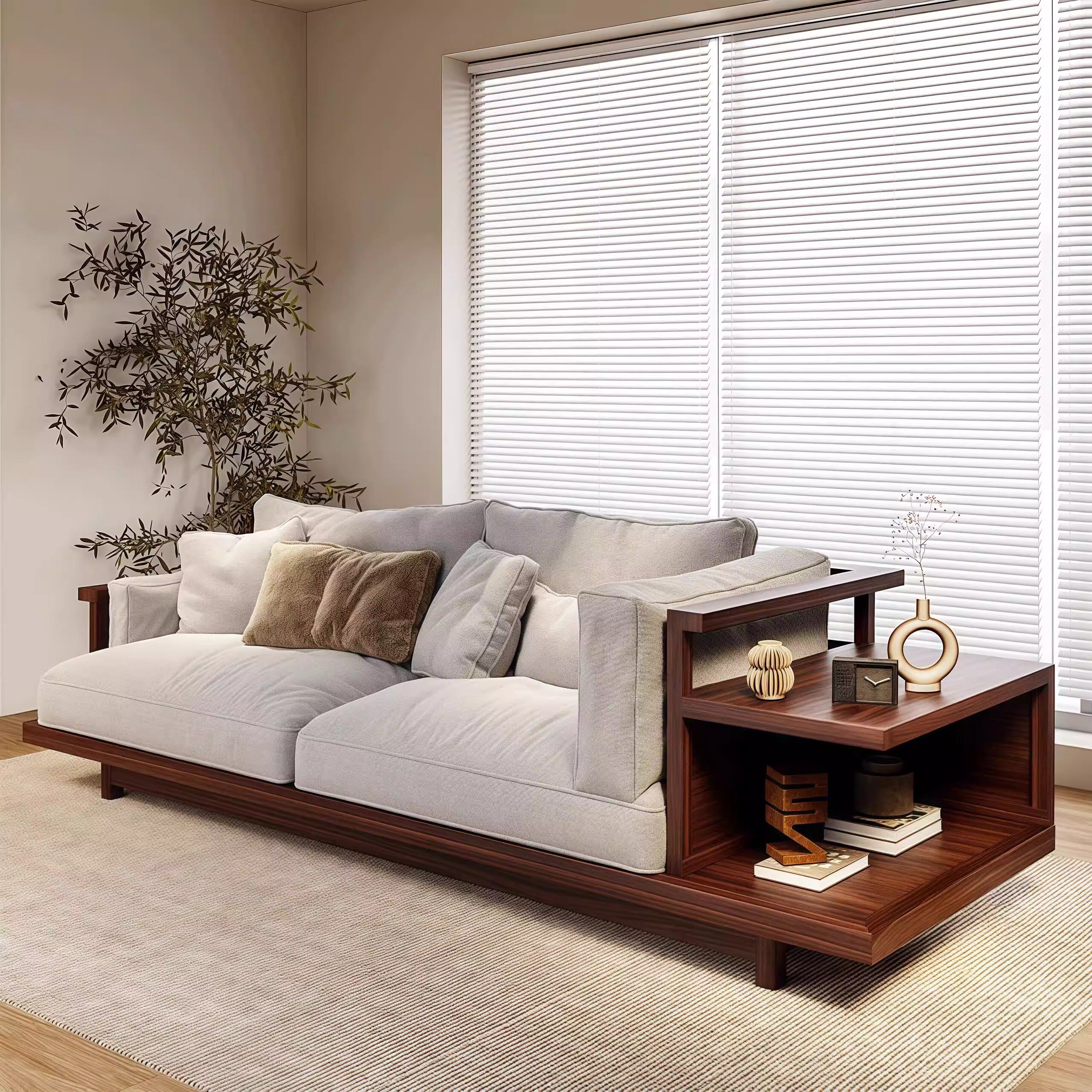 新中式宋式美学沙发宋胡桃木实木棉麻直排沙发别墅家具定制新款