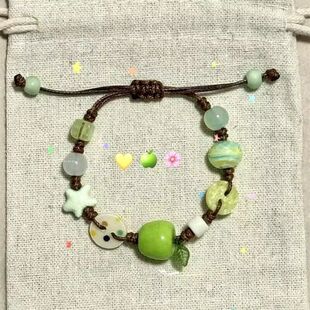 2026年青苹果乐园小众设计手工编绳彩色串珠手链可爱甜美情侣手绳