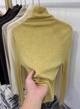 高级感气质堆堆高领针织衫女秋冬套头毛衣打底衫修身内搭长袖上衣