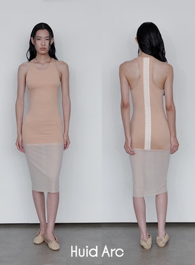 Huid Arc* 25ss 排扣拼接网纱背心裙连衣裙