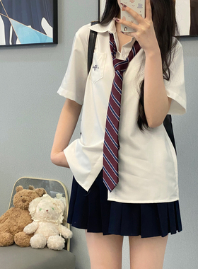 千折星短袖JK衬衫夏季日制校供感制服白色原创短袖衬衣女