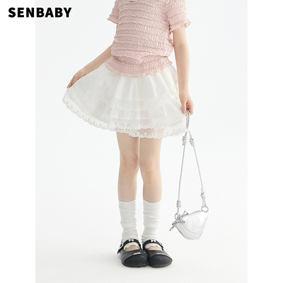 【现货】senbaby童装女童蕾丝半身裙裤2026夏季新款儿童短裤裙
