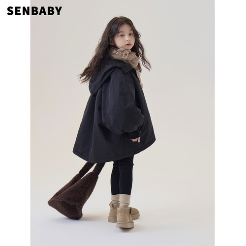 【现货】senbaby童装女童棉衣25秋冬新款保暖加厚洋气棉服外套