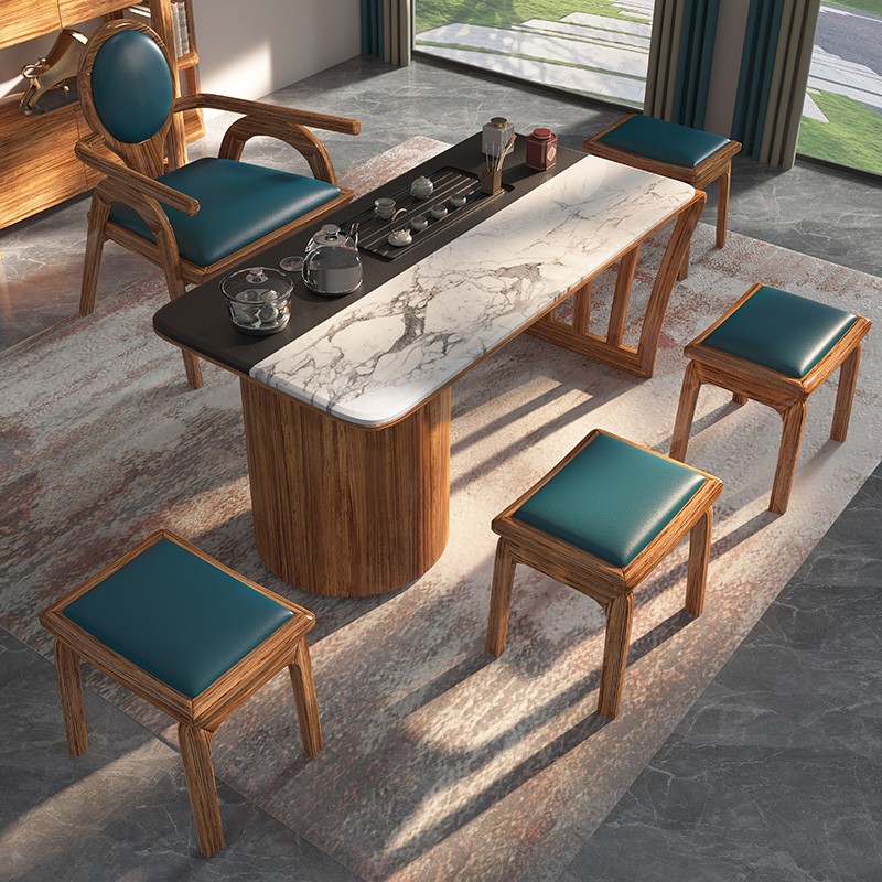 福妮特新中式乌金木茶桌椅组合现代简约办公室茶台实木家用茶艺桌