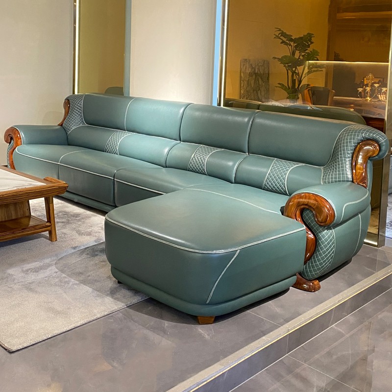 新品乌金木真皮客厅可定制颜色头层牛皮实木大中小户型转角发沙